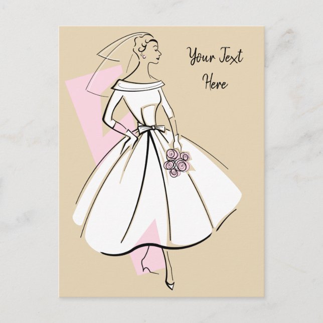 Fashion Bride Neutre Texte beige carte postale (Devant)