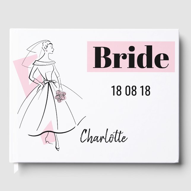 Fashion Bride Pink Bride Date Nom livre d'or (Recto)
