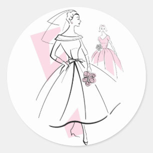 Fashion Bride Pink Group autocollant rond