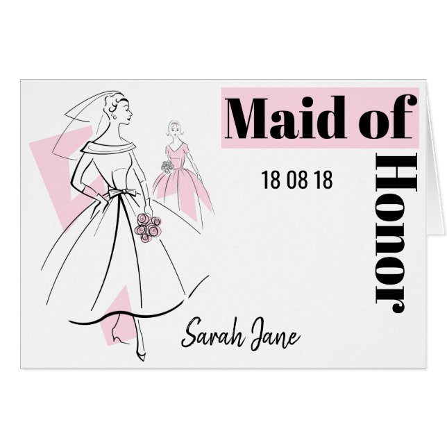 Fashion Bride Pink Group Maid of Honor Date Nom h (Devant horizontal)
