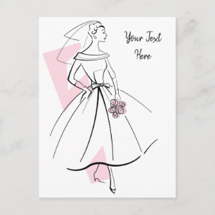 Fashion Bride Pink Texte carte postale