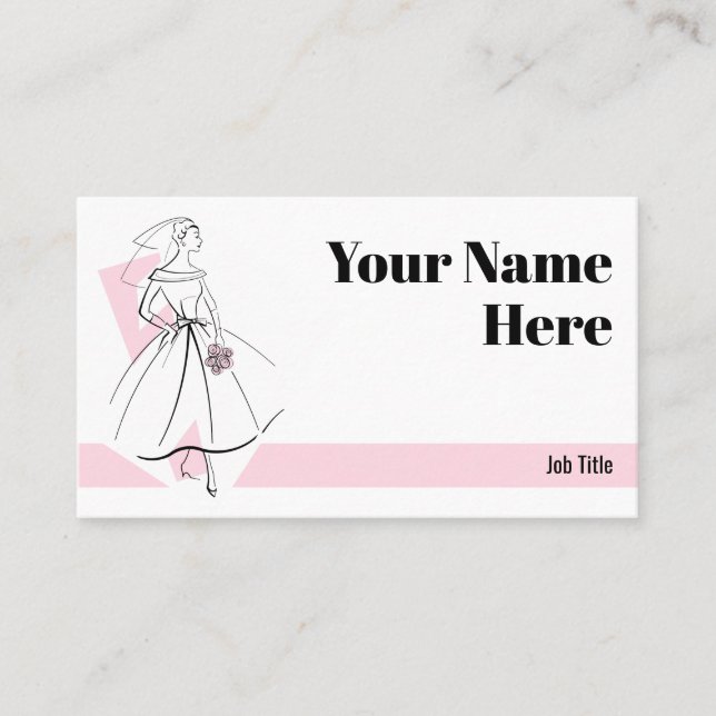 Fashion Bride rose carte de visite rayure rose (Devant)