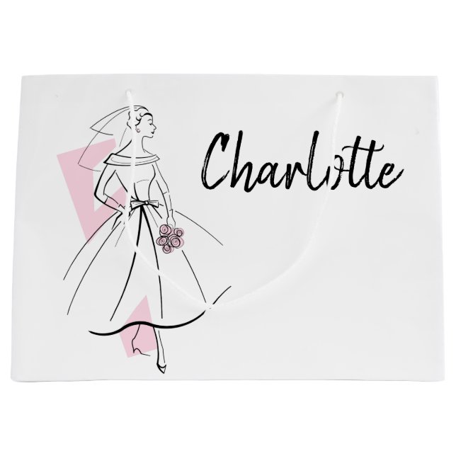 Fashion Bride rose Nom sac cadeau grand (Devant)
