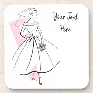 Fashion Bride rose Texte dessous de verre liège re