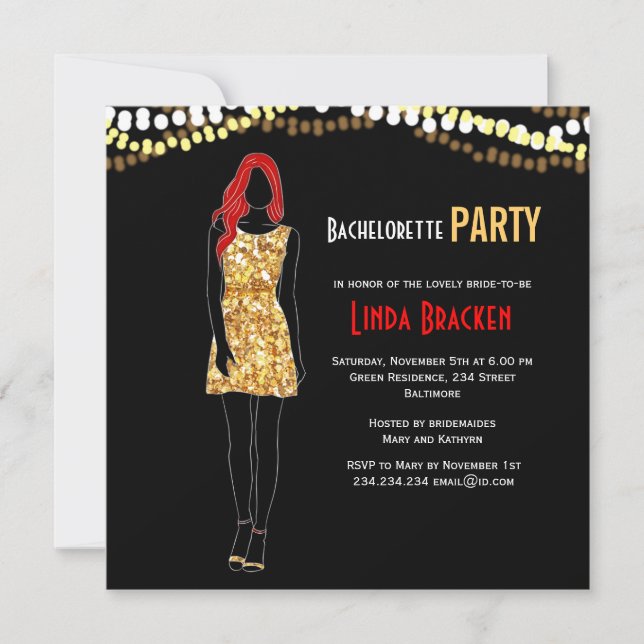 Fashion Fille habille lumière Invitation de la bac (Devant)