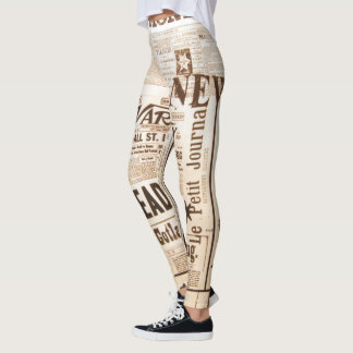 Fashion Forward Journaux Vintages Imprimer Legging