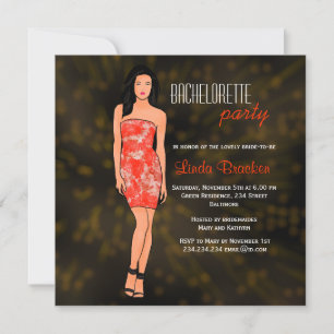 Fashion Girl Dress Lights Bachelorette Invitation