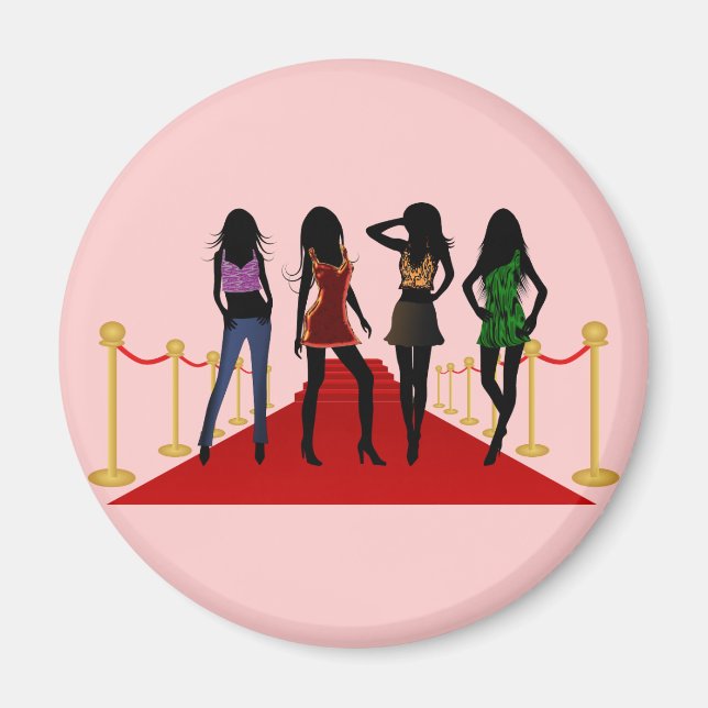 Fashion Girls Posing Modèles sur Red Carpet Magnet (Devant)
