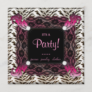 Fashion Party Invitation de la dentelle rose