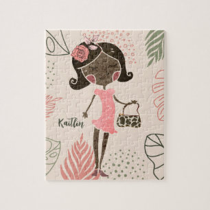 Fashionista Black Girl Personnalisé Jigsaw Puzzle