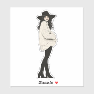 Fashionista Girl avec Bottes et Sticker Casquette