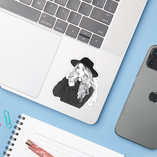 Fashionista Girl avec Sticker café