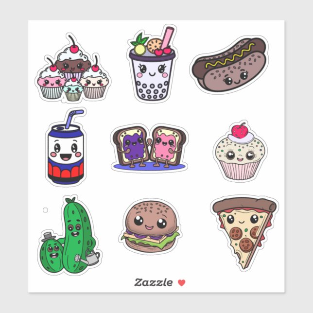 Fast Food Fun & Sweet Treat Stickers for Kids (Feuille)