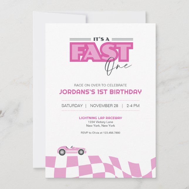 Fast One First Birthday Race Car Invitation (Devant)