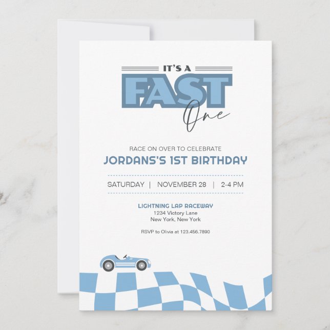 Fast One First Birthday Race Car Invitation (Devant)