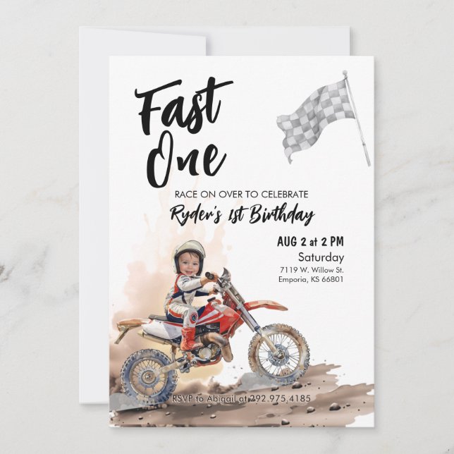 Fast One Little Racer 1er anniversaire Invitation  (Devant)