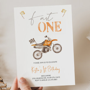 Fast ONE Orange Dirt Vélo Anniversaire Invitation