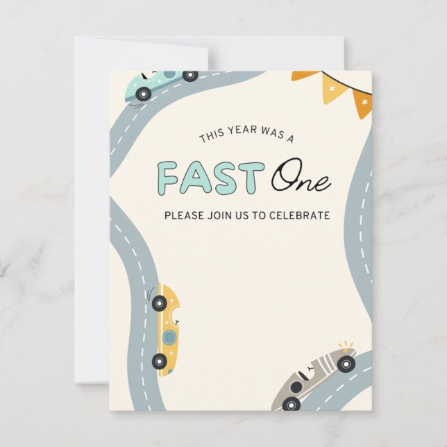 Fast One premier anniversaire invitation enfants 1 (Devant)