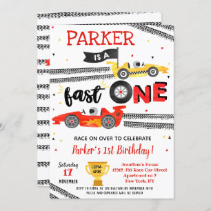 Fast One Race Car 1er Anniversaire Fête Invitation