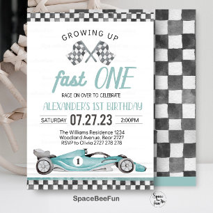 Fast One Race Car 1er Anniversaire Invitation Voit