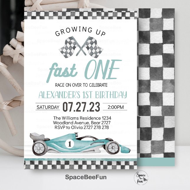 Fast One Race Car 1er Anniversaire Invitation Voit (fast one birthday,fast one invitation,race car invite,1st birthday invite,race car party,race car vi)