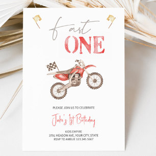 Fast ONE Red Dirt Vélo Anniversaire Invitation