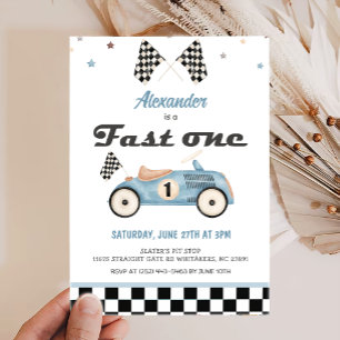 Fast One Vintage Cute Cars Invitations d'anniversa