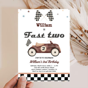 Fast Two Vintage Cute Cars Invitations d'anniversa