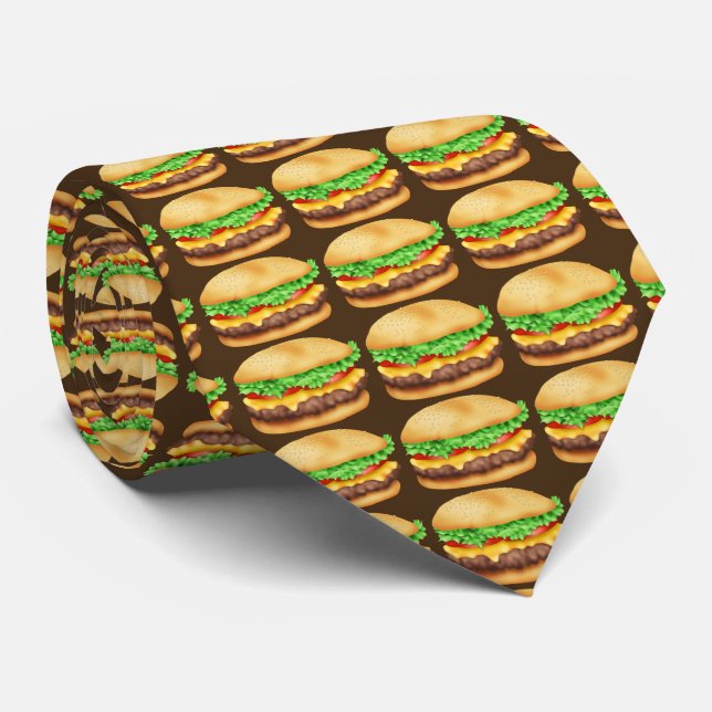 Fastfood Hamburger motif cravate alimentaire (Roulé)