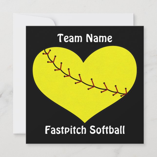 Fastpitch Softball Heart Invitations (Devant)