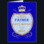 Father Birthday with Shield<br><div class="desc">Wish your father a happy birthday with a royal shield. A golden crown sits over a shield with golden scrollwork. Tell your father he is the best in a regal medieval way!</div>