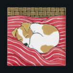 Fatigué Petit Chien - Sleeping Dog Art Magnet<br><div class="desc">Les aimants de réfrigérateur de chien d'art font de grands cadeaux pour les amoureux de les chiens. Cet aimant est doté d'un chiot russell en forme de tan dormant et de crêpes blanches enroulées dans son panier préféré. Créé à partir d'une peinture originale © Lisa Marie Robinson. Tous droits réservés...</div>