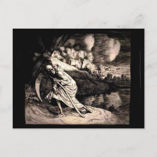 Faucheuse noire en carte postale noire