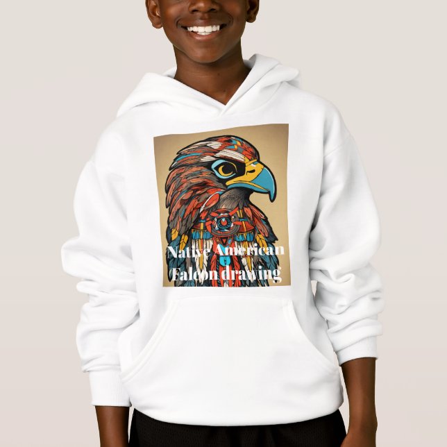 " Faucon amérindien " Sweat - shirt à capuche de r (Devant)