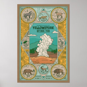 Faune de Yellowstone Poster vintage