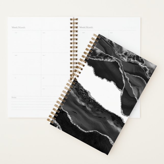 Fausse Agate Marbrée Noir Blanc Pierre Moderne Ten (Devant avec enveloppe)