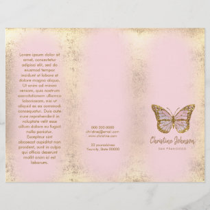 fausse feuille d'or conception papillon rose broch