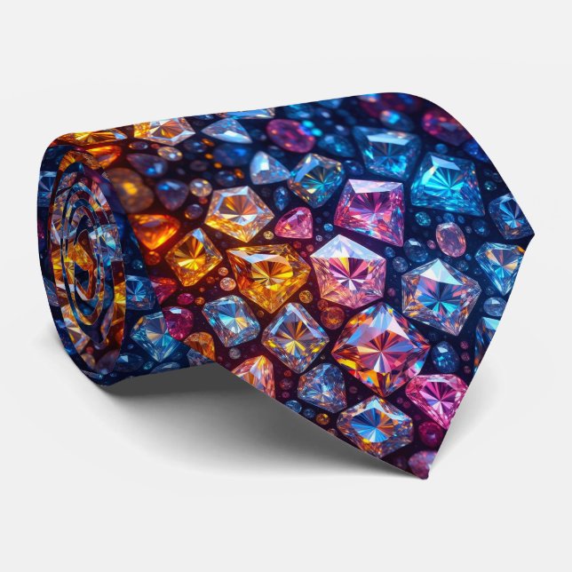 Fausse soie gemme diamant luxe cravate (Roulé)