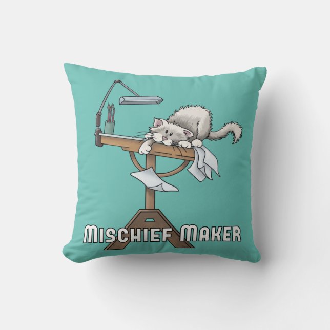 Fauteur de troubles Chat Blanc Coussin de jet (Recto)