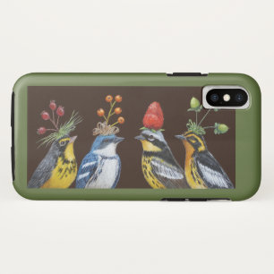 Fauvettes sur le coque iphone de nuit de casquette