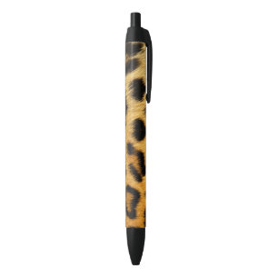 Faux African Leopard Fur sur stylo à écriture noir