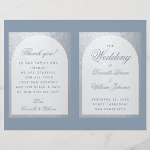 Faux Arc d'argent Dusty Blue Programme de mariage