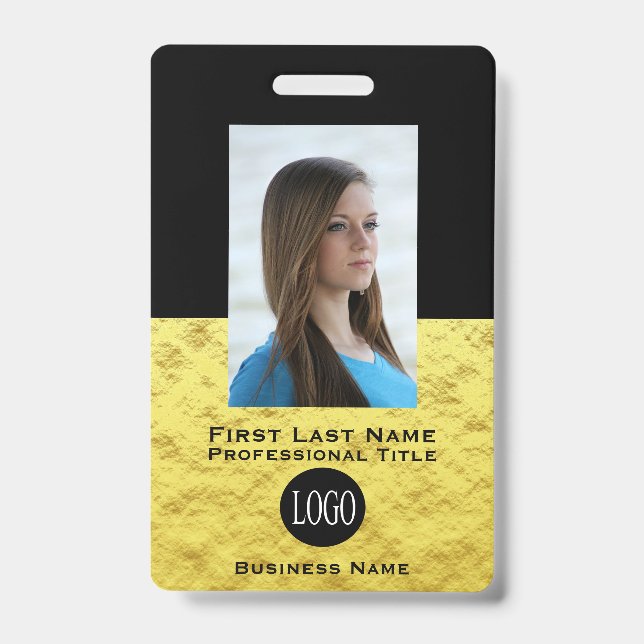 Faux badges de nom d'employé en feuille d'or Étiqu (Avant)