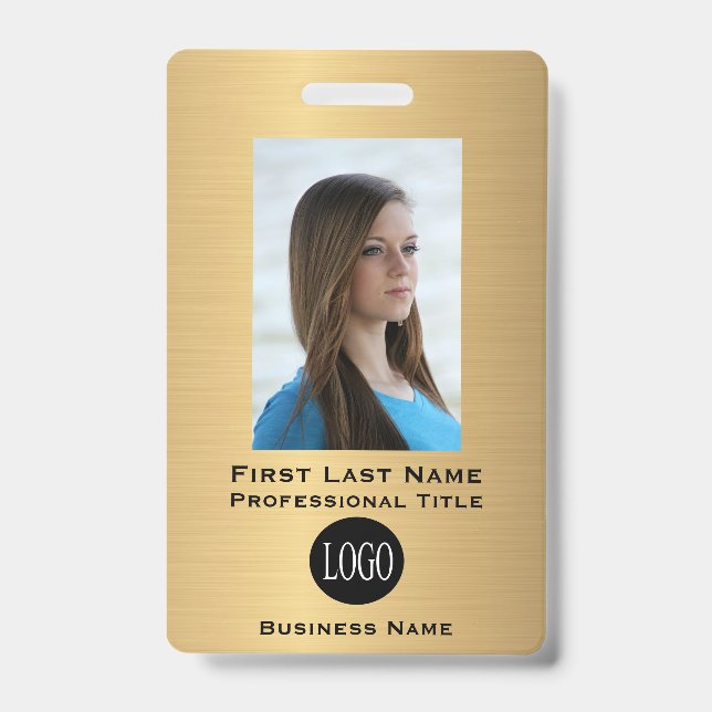Faux badges de nom d'employé en or ID Badges Étiqu (Avant)