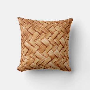 Faux Beige Paille Tissée Coussin Jeté - Cadeaux