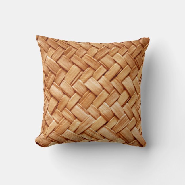 Faux Beige Paille Tissée Coussin Jeté - Cadeaux (Recto)