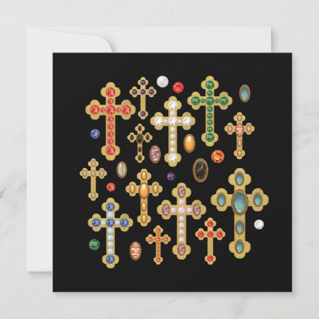 Faux Birthstone Croix et Perdre Gems sur Black (Devant)