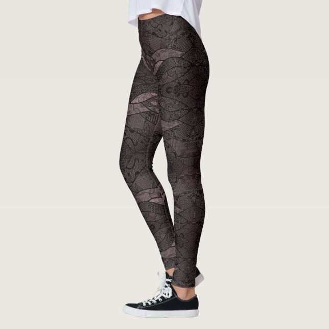 Faux Black Lace Leggings Unique (Gauche)