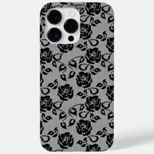 Faux Black Lace Rose coque iphone de pêche