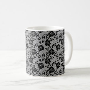 Faux Black Lace Rose Fishnet Café Mug